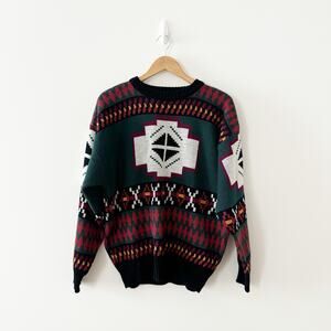 Aztec Grandpa Sweater Vintage mens large brittany bay neutral classic vtg cozy